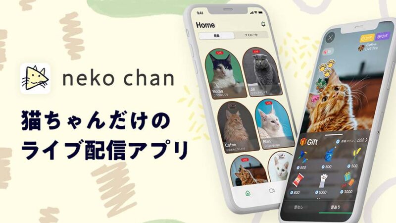 猫好きにはたまらない。猫だけのライブ配信アプリ「nekochan（ネコチャン）」